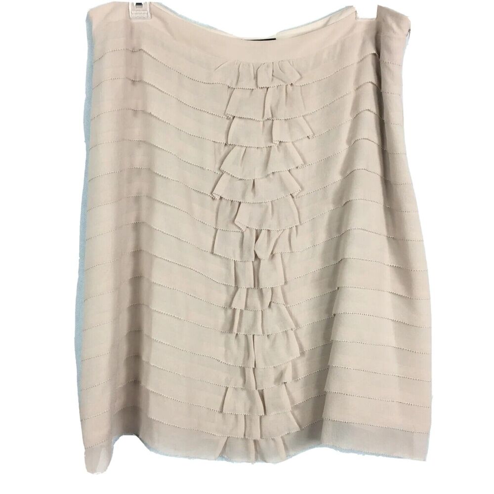 Caroll Paris Skirt Womens Sz 14 Nude‎ Beige Layered Silk Chiffon 44 UK Ruffles